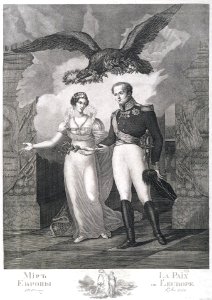 Alexander I with wife by Cardelli (1814)