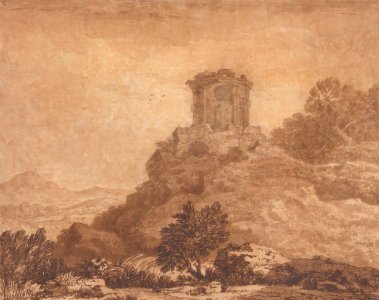 Alexander Cozens - Landscape with a Ruined Temple - Google Art Project. Free illustration for personal and commercial use.