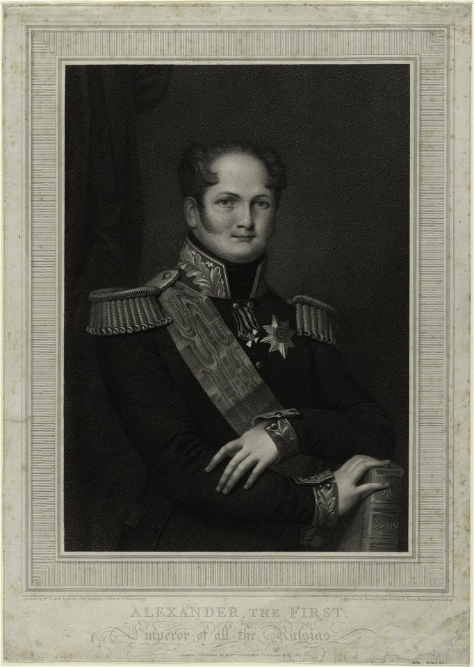 Alexander I by Henry Meyer after Mr. Volkoff, 1814, engraving on paper, from the National Portrait Gallery - NPG-S-NPG 67 53