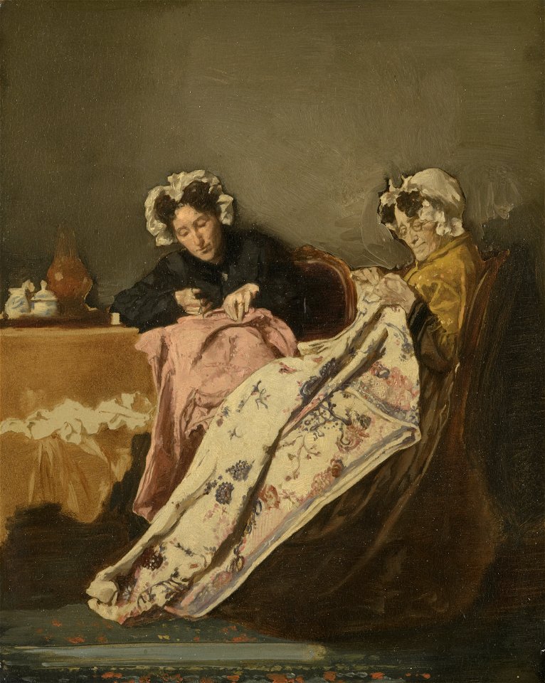 Alexander Hugo Bakker Korff - Twee dames bezig met naaiwerk