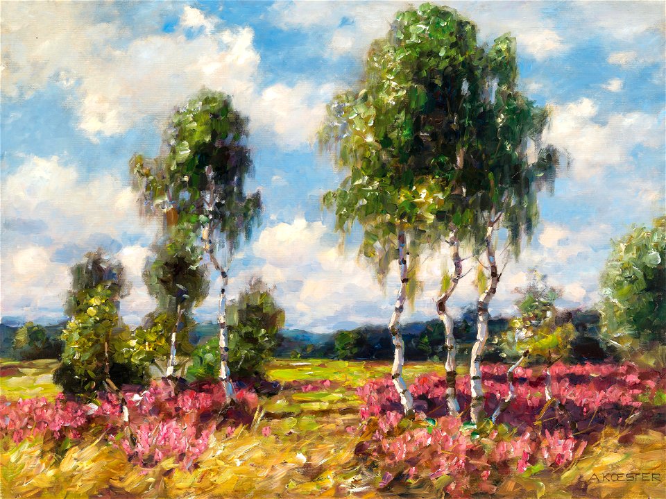 Alexander Koester - Birches in a heath landscape, Viktring