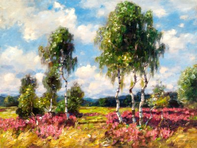 Alexander Koester - Birches in a heath landscape, Viktring