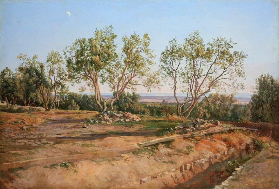 Alexander Ivanov Olive trees at the cemetery in Albano New Moon gtg