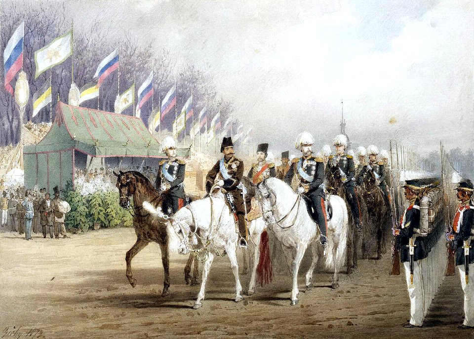 Alexander II of Russia and Naser al-Din Shah Qajar by M.Zichy (1874, Hermitage)