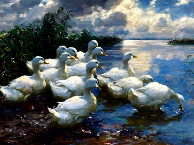 Alexander Koester Enten am Ufer