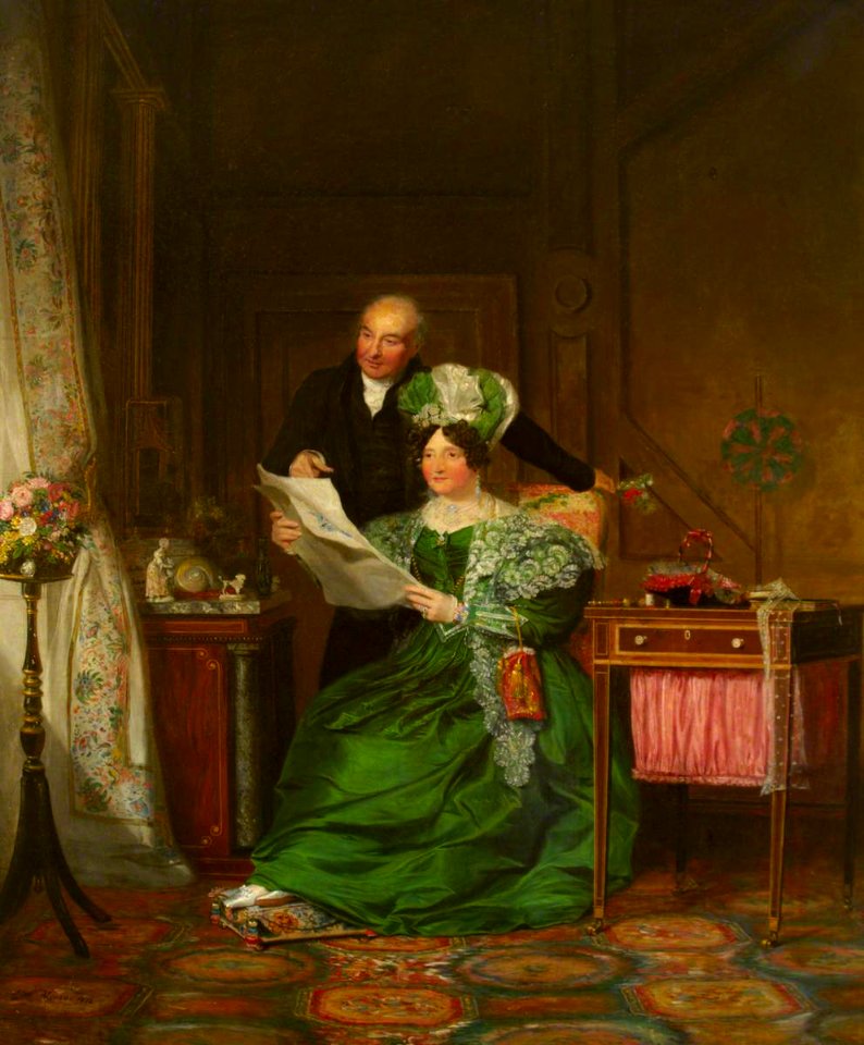 Alexander Mosses (1793-1837) - A Lady and a Gentleman Admiring Drawings of Flowers in an Interior - 1530116 - National Trust