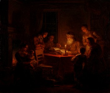 Alexander Lauréus - Jewish Rabbi Reading the Bible to His Family - A I 9 - Finnish National Gallery