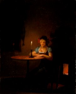 Alexander Lauréus - Young Woman Playing Patience - A II 918 - Finnish National Gallery