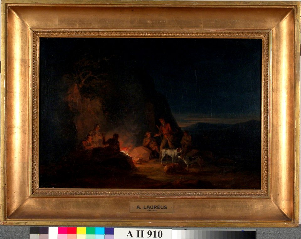 Alexander Lauréus - Metsästäjiä nuotiolla - A II 910 - Finnish National Gallery
