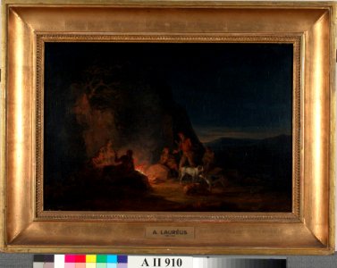 Alexander Lauréus - Metsästäjiä nuotiolla - A II 910 - Finnish National Gallery