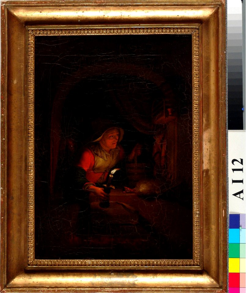 Alexander Lauréus - Vanha nainen ja kynttilä, kopio Godfried Schalckenin mukaan - A I 12 - Finnish National Gallery