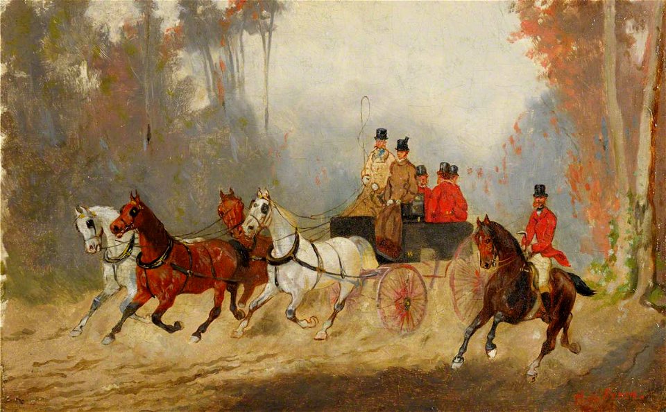 Alexander Ritter von Bensa (1820-1902) - A Four-in-Hand Driving through a Wood - 207869 - National Trust