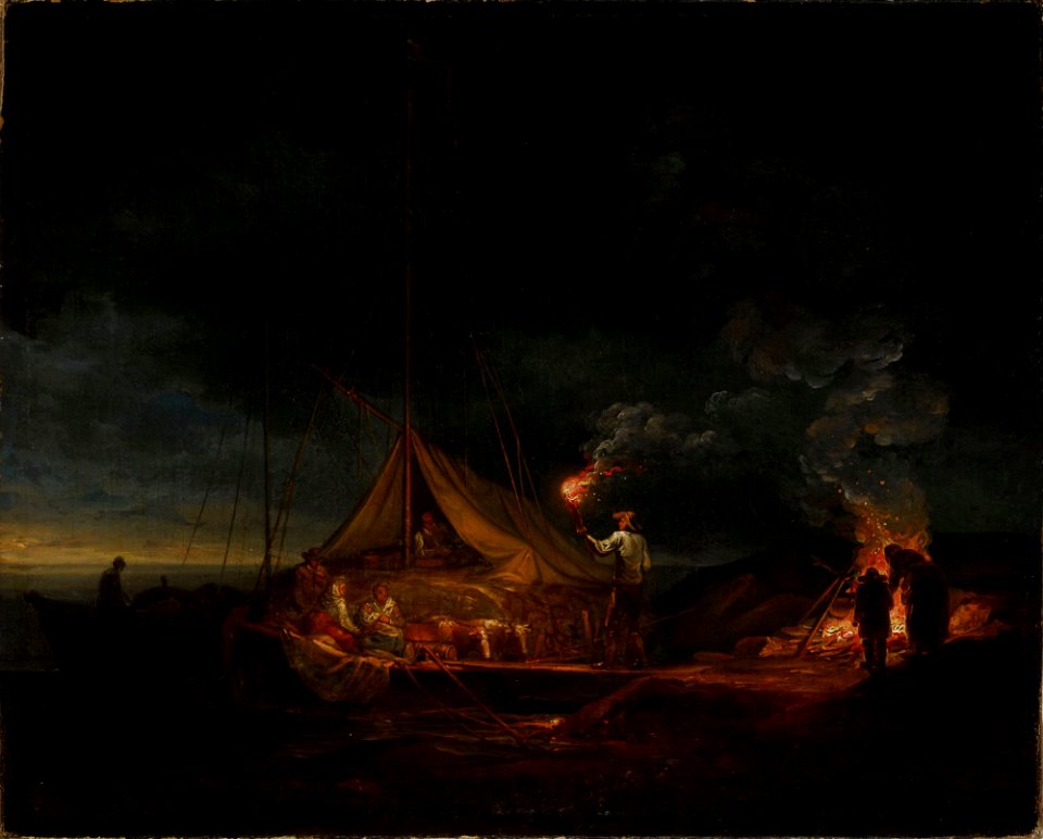 Alexander Lauréus - Saaristolaisia nuotiolla - A III 2432 - Finnish National Gallery