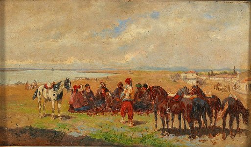 Alexander von Bensa Türkische Reiter vor dem Aufbruch