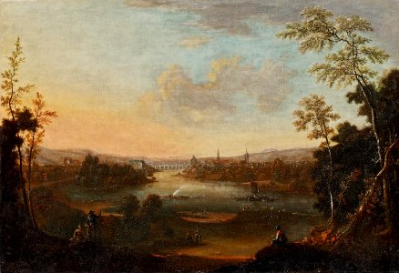 Alexander Thiele (attr) Blick über die Elbe auf das barocke Dresden