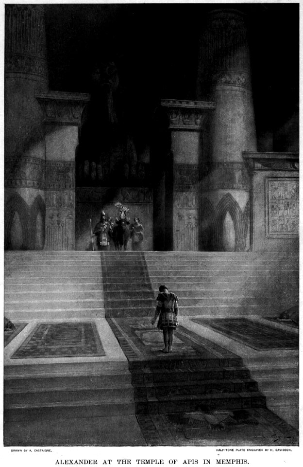 Alexander visits the Apis bull at the temple in Memphis by Andre Castaigne (1898-1899)
