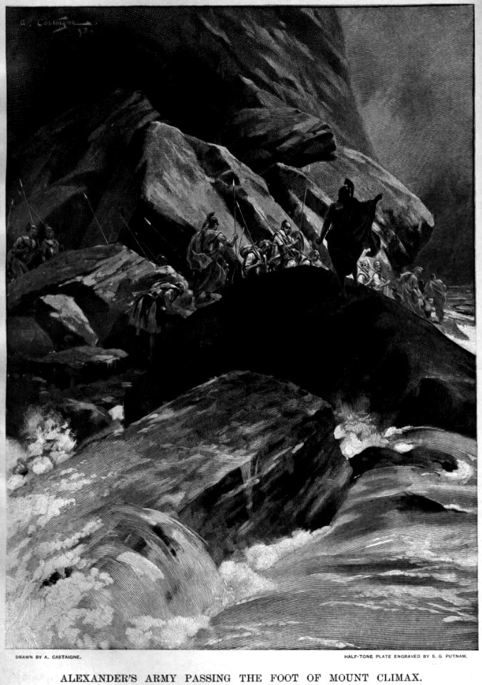 Alexander's army passing the foot of Mount Climax by Andre Castaigne (1898-1899)
