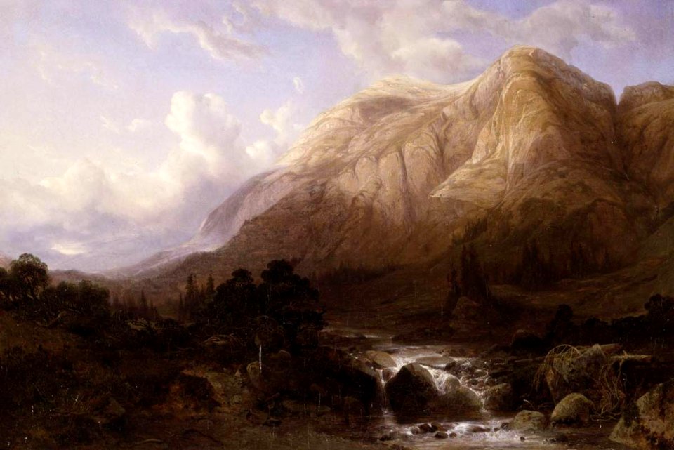 Alexandre Calame - Mountainous Landscape with a Torrent - WGA3765