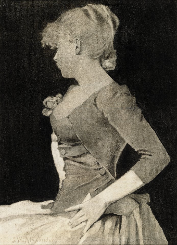 'Silhouette of a Young Girl' by John White Alexander, charcoal 