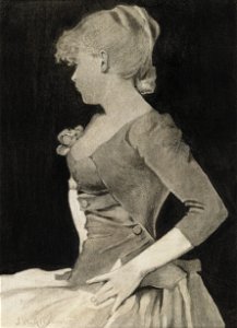 'Silhouette of a Young Girl' by John White Alexander, charcoal 