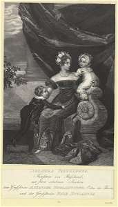 Alexandra Fedorovna with children engraving after G.Dawe (mirror)