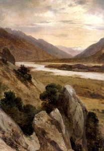 Alexandre Calame - Mountainous Riverscape - WGA03766. Free illustration for personal and commercial use.