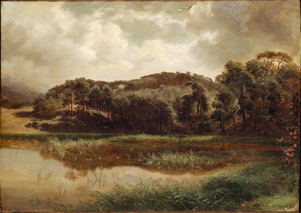Alexandre Calame - Lake at the Edge of a Forest - 96.45 - Museum of Fine Arts. Free illustration for personal and commercial use.