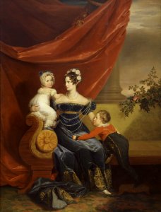 Alexandra Fedorovna with children by G.Dawe (1820s, Russian museum). Free illustration for personal and commercial use.