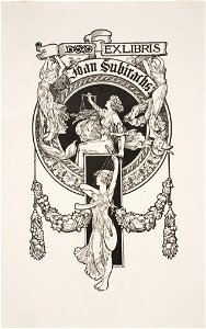 Alexandre de Riquer - Book-plate of Joan Subirachs - Google Art Project. Free illustration for personal and commercial use.