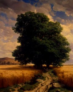 Alexandre Calame - Landscape with Oaks - WGA3764. Free illustration for personal and commercial use.