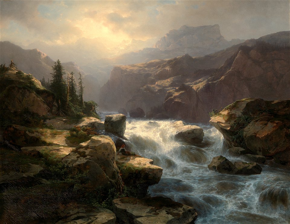 Alexandre Calame - Waterval van de Handeck aan de Grimsel - SA 952 - Amsterdam Museum