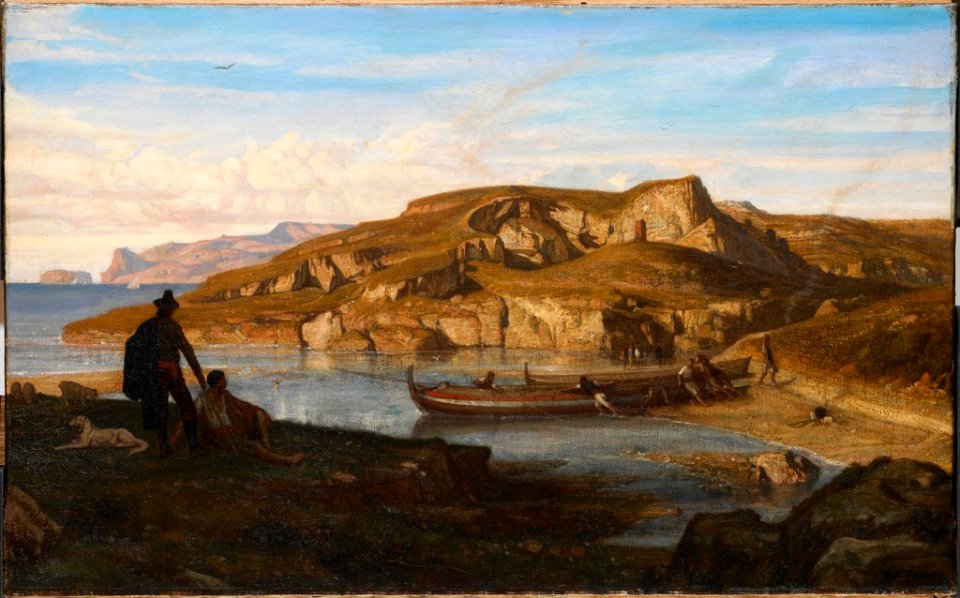 Alexandre Gabriel Decamps - Rocky Bay South of Salerno with View of Capri - 2001.333 - Fogg Museum