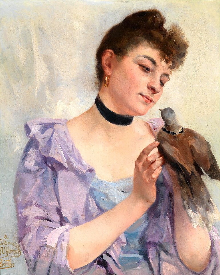 Alexandre Bertin Junge Frau mit Taube