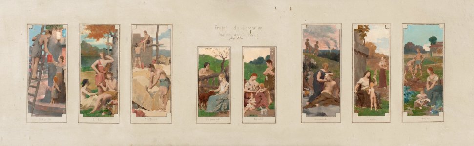 Alexandre Séon - Esquisse pour la salle des fêtes de la mairie de Courbevoie , Jour de fête. Le repos. Le travail. La - PPP4256 - Musée des Beaux-Arts de la ville de Paris
