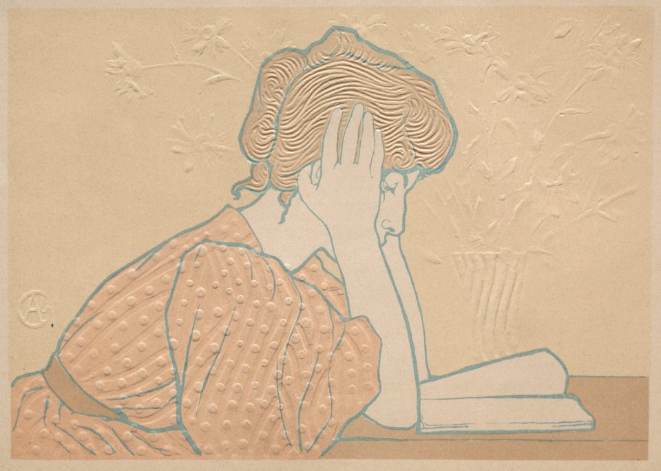 Alexandre-Louis-Marie Charpentier (French, 1856-1909), from the edition issued for The Studio - Young Woman Reading - 1991.228 - Cleveland Museum of Art