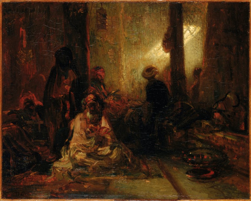 Alexandre-Gabriel Decamps - Interior of a Turkish Cafe - Google Art Project
