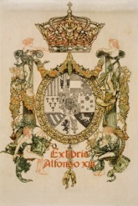 Alexandre de Riquer - Book-plate of Alfons XIII - Google Art Project. Free illustration for personal and commercial use.