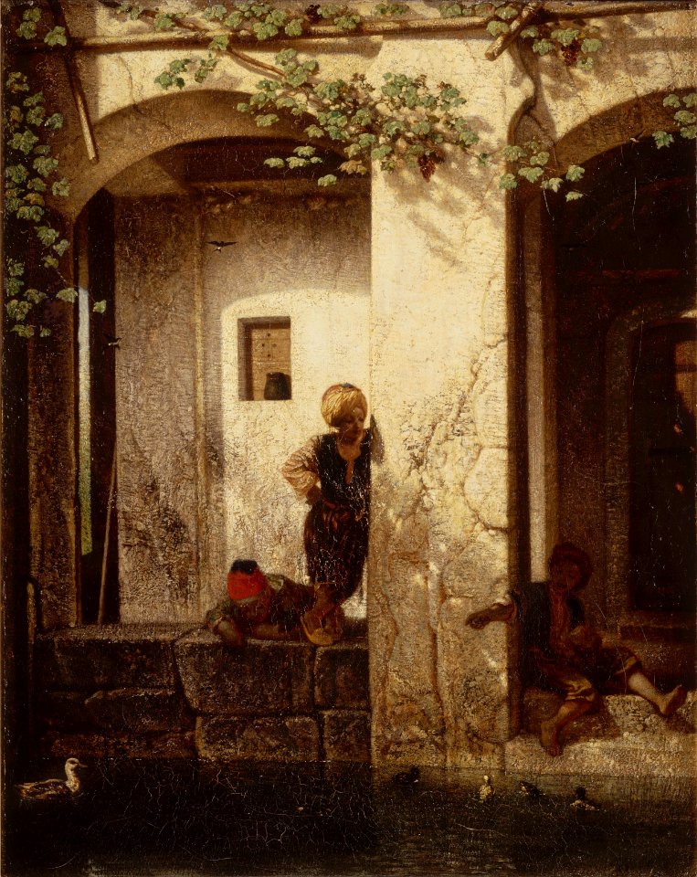 Alexandre-Gabriel Decamps - Souvenir de la Turquie d'Asie, dit aussi Enfants turcs auprès d'une fontaine - Google Art Project