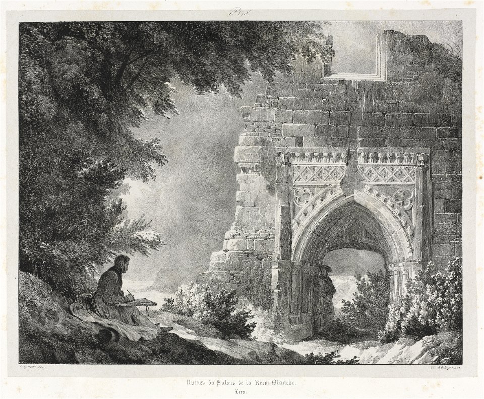 Alexandre-Evariste Fragonard (French, 1781-1850) - Picturesque and Romantic Journeys in Old France, Ruins of the Palace of the White Queen - 1992.29 - Cleveland Museum of Art