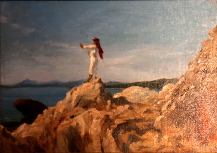 Alexis Mossa-Personnage sur un rocher