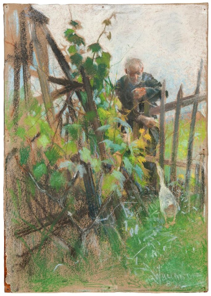 Alf Wallander - Man feeding a Goose - NMB 2719 - Nationalmuseum