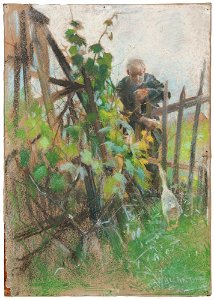 Alf Wallander - Man feeding a Goose - NMB 2719 - Nationalmuseum