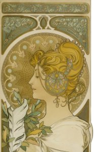 Alfons Mucha La Plume 1899. Free illustration for personal and commercial use.