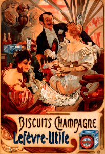 Alfons Mucha - 1896 - Biscuits Champagne-Lefèvre-Utile. Free illustration for personal and commercial use.