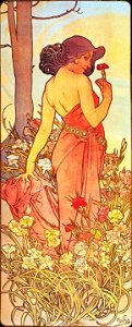 Alfons Mucha - 1898 - The Flowers Carnation. Free illustration for personal and commercial use.