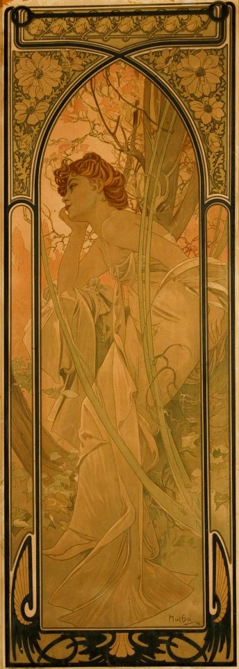 Alfons Mucha Abend 1899 Lithographie