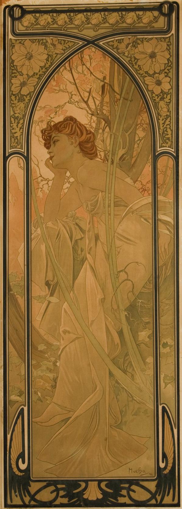 Alfons Mucha Abend 1899 Lithographie