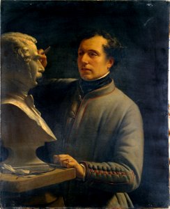 Alexis-Joseph Perignon - Jean-Pierre Dantan (1800-1869), sculpteur, modelant le buste de Pérignon, en 1848 - P940 - Musée Carnavalet