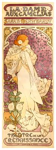 Alfons Mucha - 1896 - La Dame aux Camélias - Sarah Bernhardt. Free illustration for personal and commercial use.