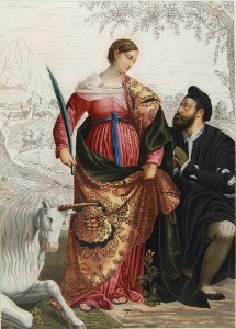 Alfonso I d'Este and his lover Laura Eustochia as Saint Justine